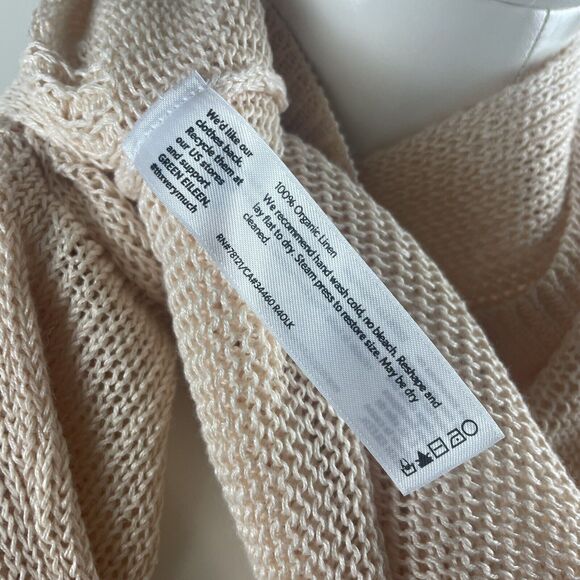 Eileen Fisher Ivory Organic Linen Size Medium Open Knit Sweater Boho Beach - Picture 8 of 10